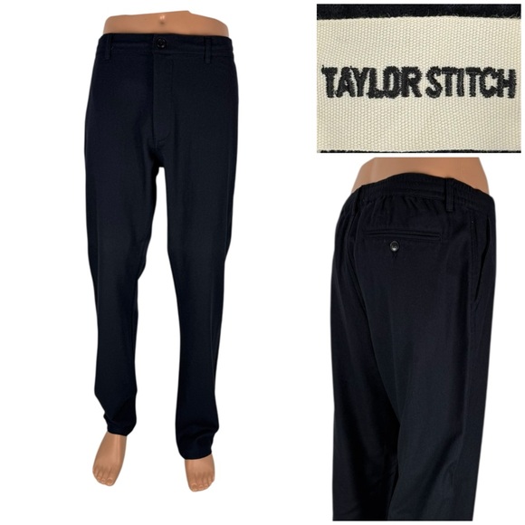 Taylor Stitch Mens 36 Pants Blue Wool Blend Casual Drawstring Inseam 34” EUC